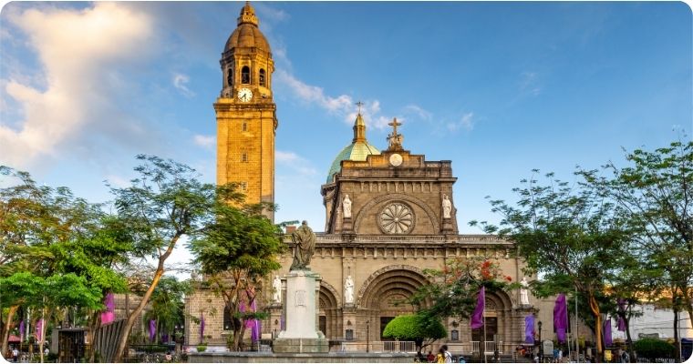 Façade of Manila Cathedral Manila Philippines 