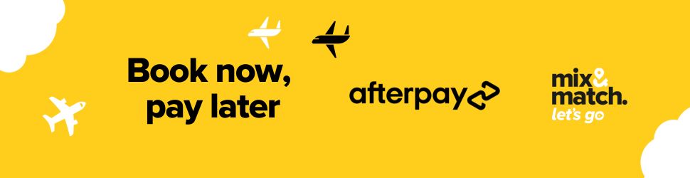 book now, pay later with Afterpay banner 