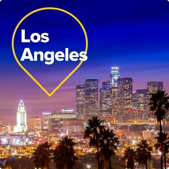 Los Angeles skyline at night California USA