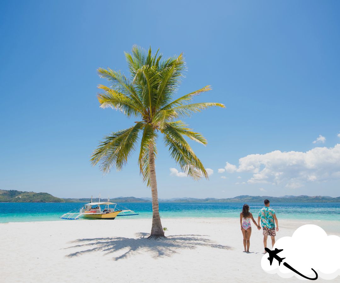 A-boat-is-ankered-off-a-beach-in-Fiji