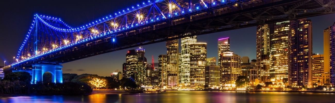 Brisbane bridge with skyline in background