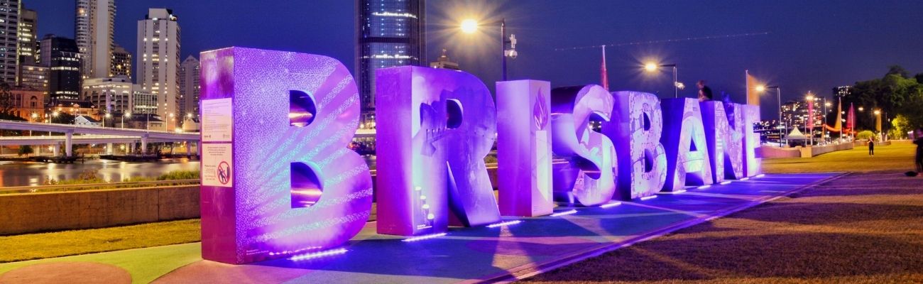 Lit up Brisbane letter sculpture