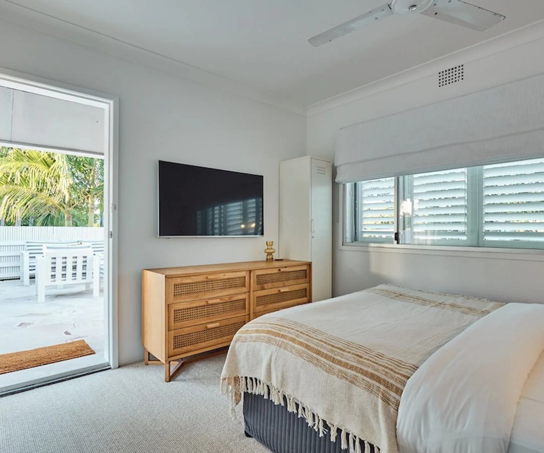 Bright hotel room with balcony