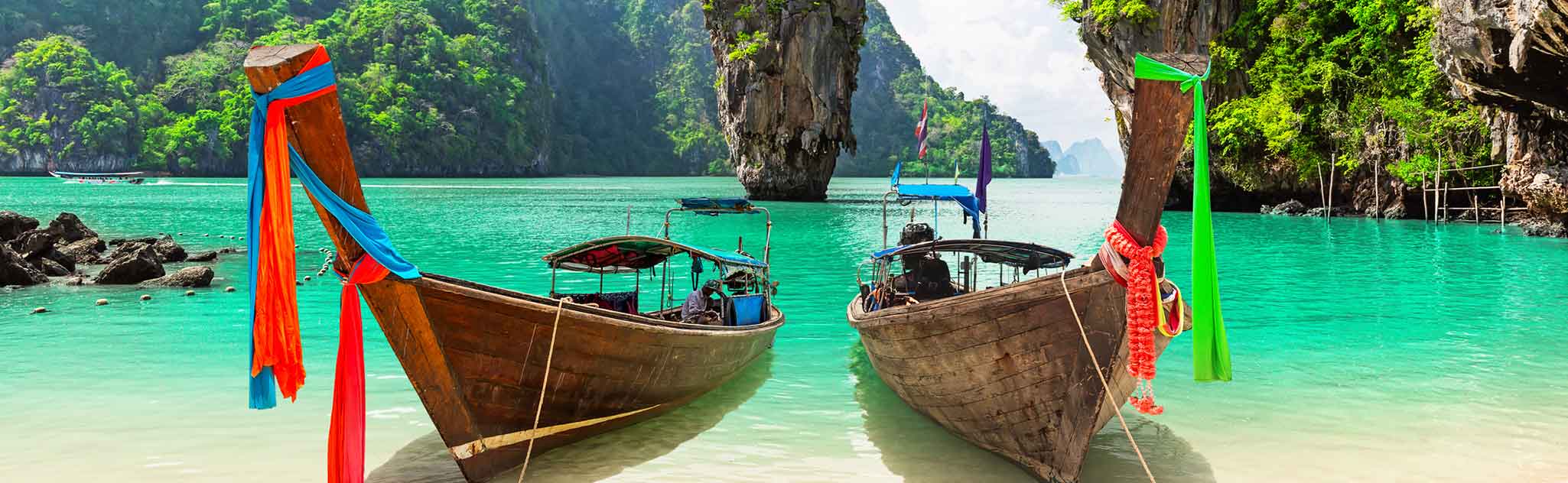 Thailand boats with clear water