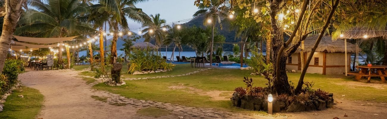 Beach resort in the evening