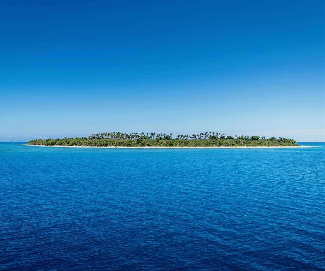 Small island in a sea of blue