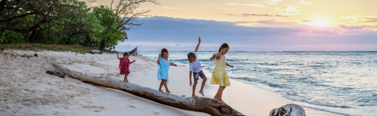Kids by the beach in Fiji