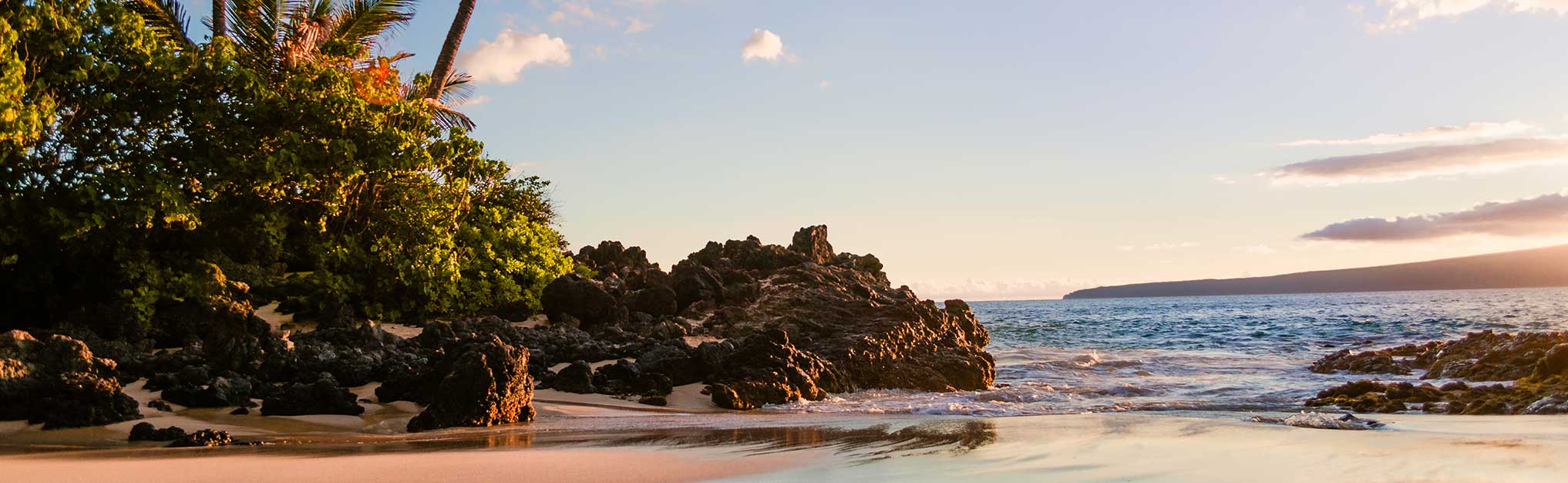 Sunset View Of Beautiful Tropical Beach, Secret Wedding Beach, Makena Cove, Maui, Hawai