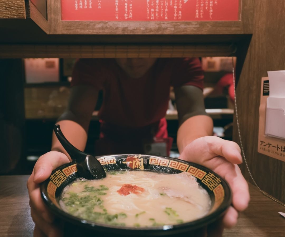 Warming ramen in Japan