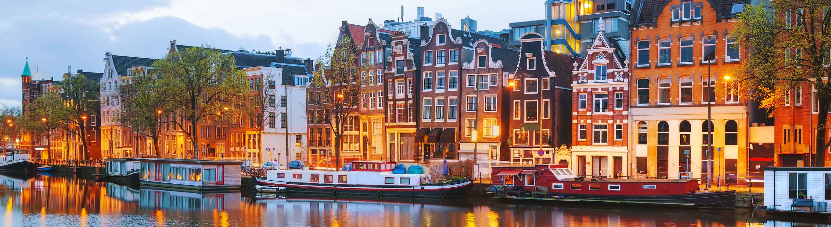 Night city view of Amsterdam, the Netherlands