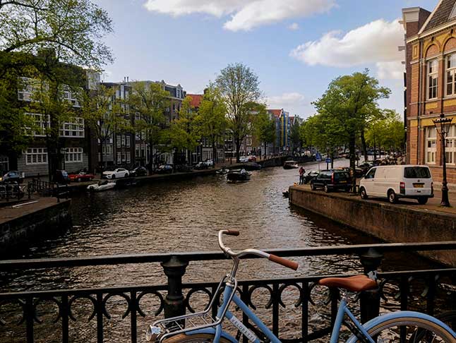 Bike on bridge Amsterdam