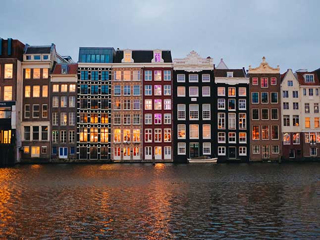 Amsterdam buildings along canal