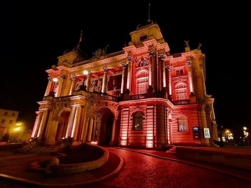 Zagreb architecture at night