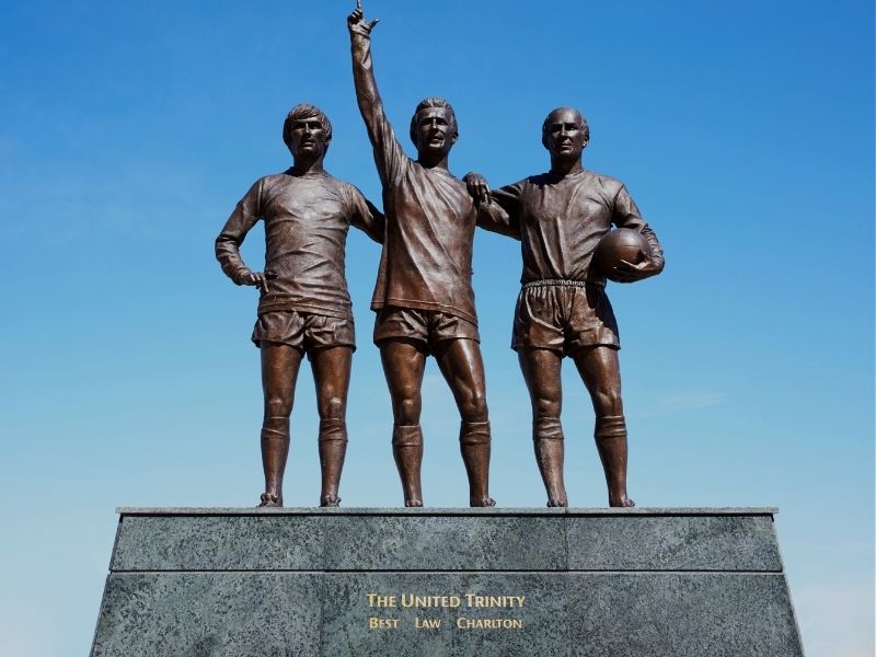 Manchester football player statue
