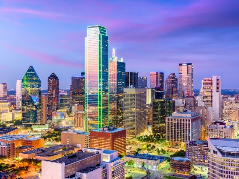 Dallas skyscrapers in the evening