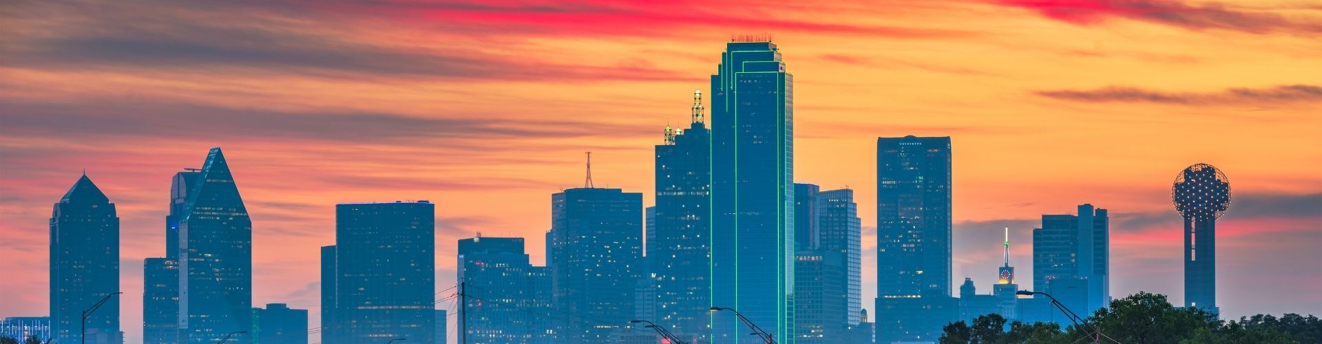 Dallas skyline at sunset