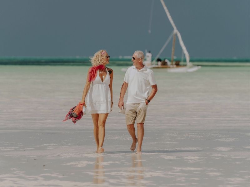 couple walking on beach