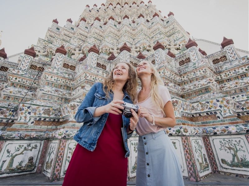 briends at temple in bangoko