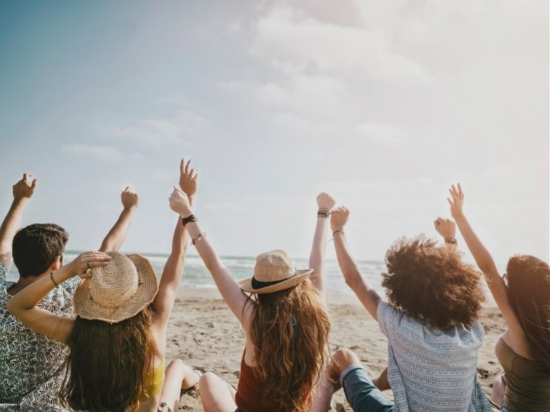 friends on beach