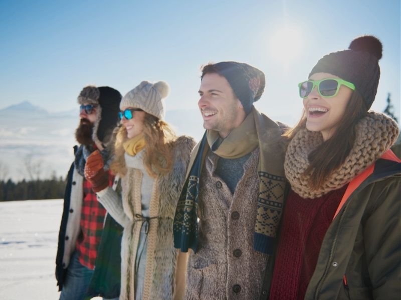 friends in snow