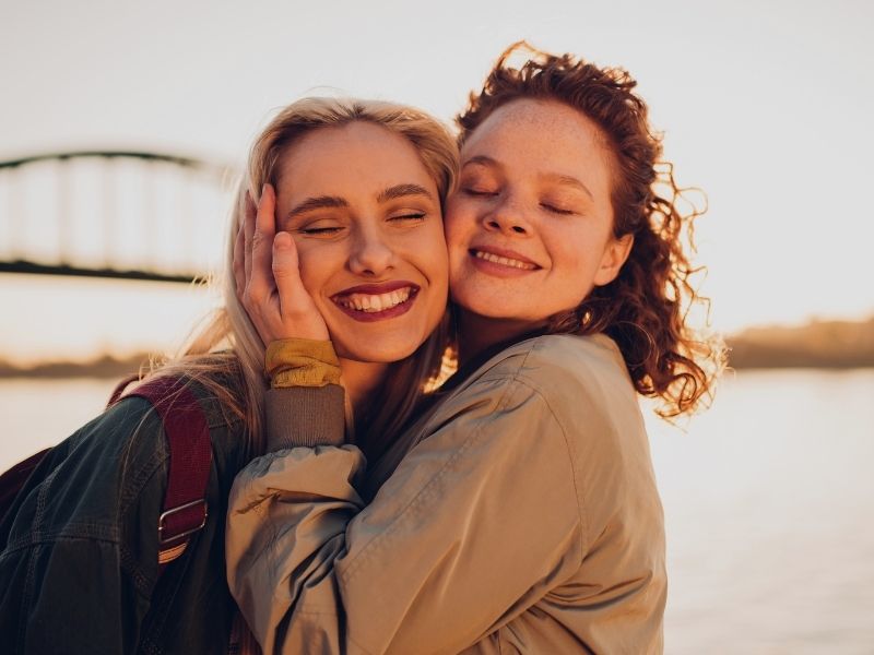 friends hugging in sydney