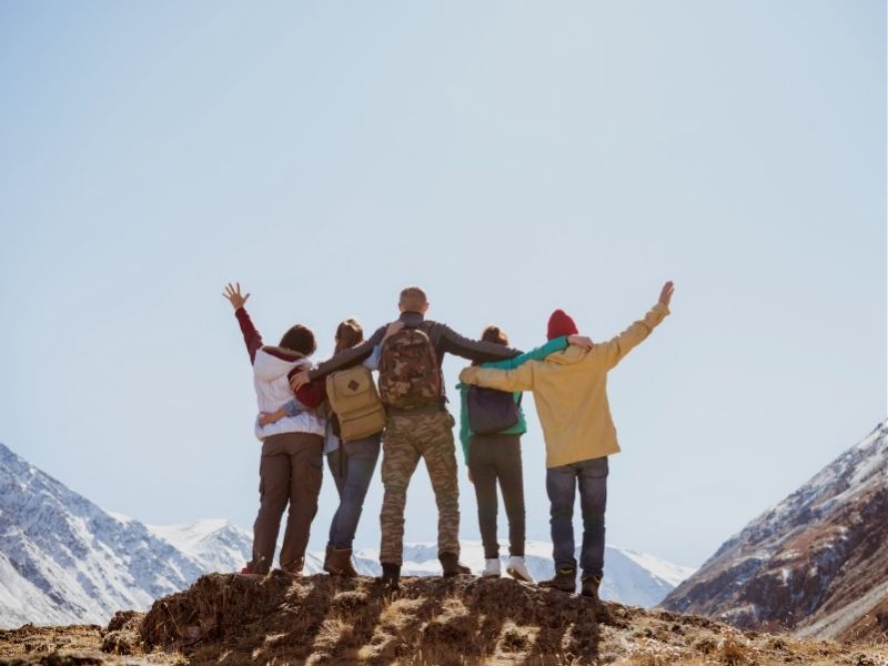 hikers on mountain top