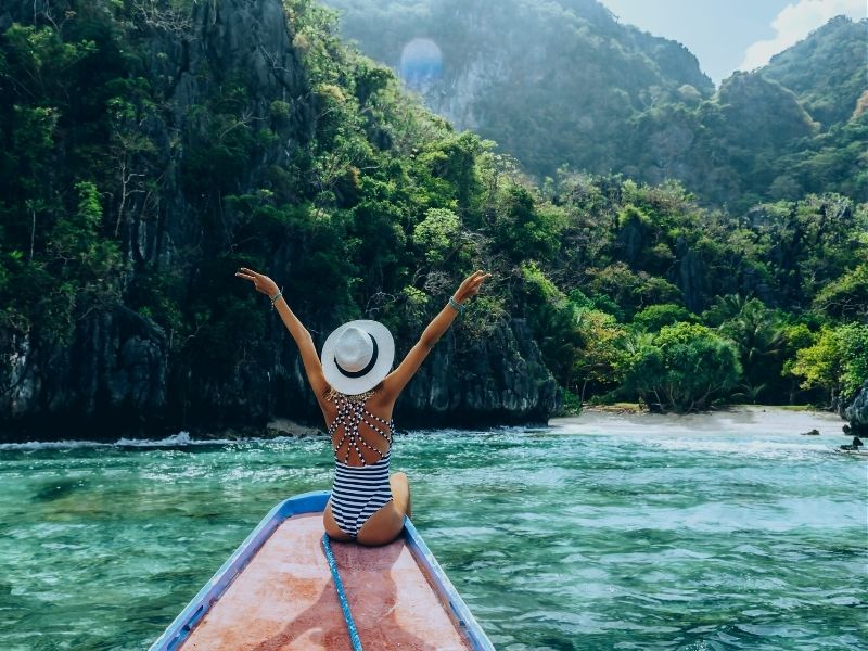 lady on boat in palawan