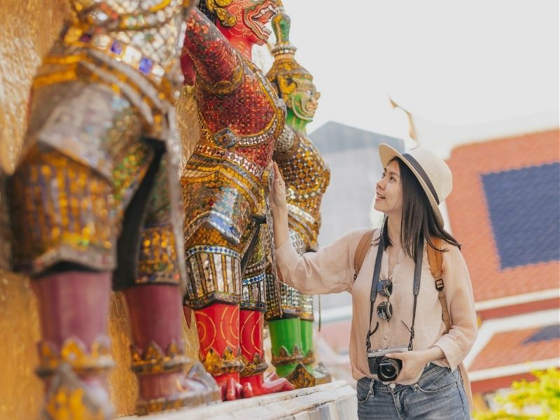 tourist by temple