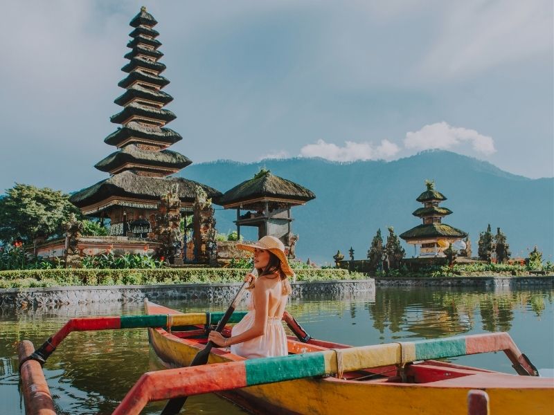 women on boat in bali