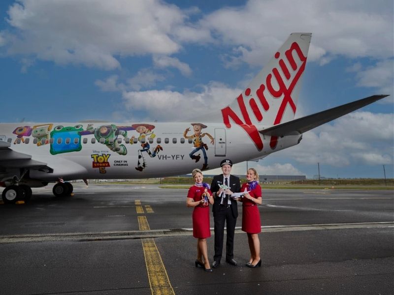 virgin australia toy story livery plane and crew