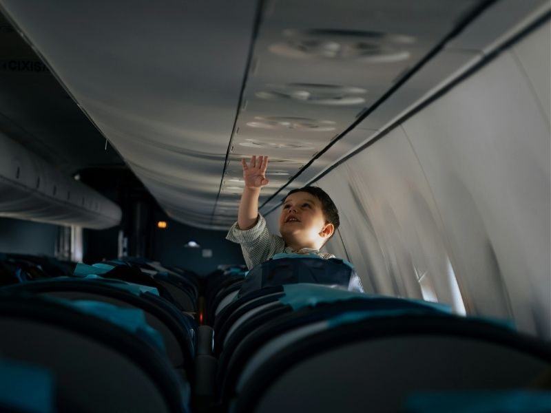 young child on plane