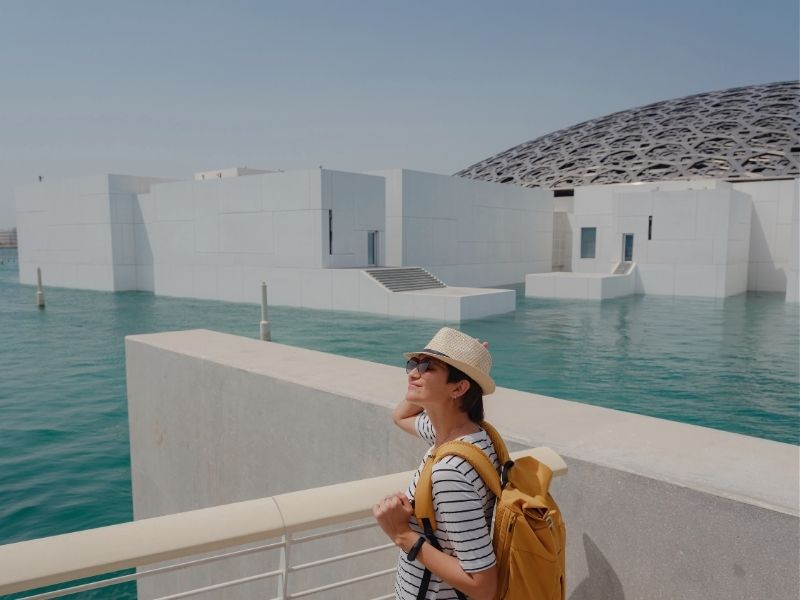 Louvre Abu Dhabi dome with water reflections