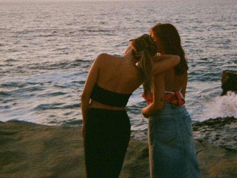 women on beach