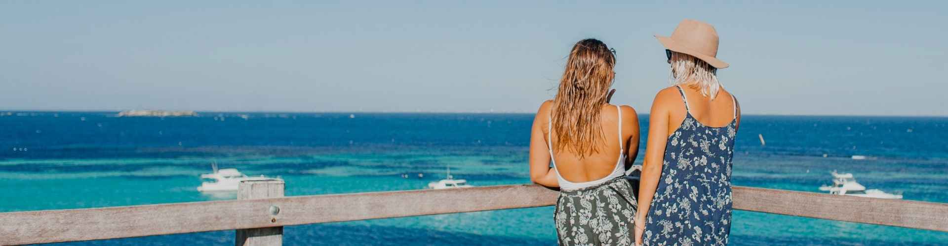 friends at look out over beach