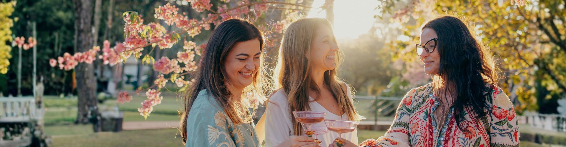 friends toasting in spring